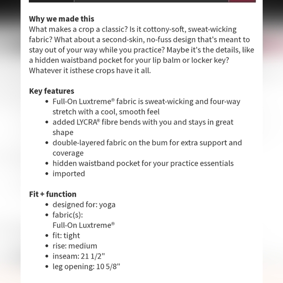 Lululemon If You're Lucky Crop in Moody Mirage, sz 10 - Picture 13 of 13